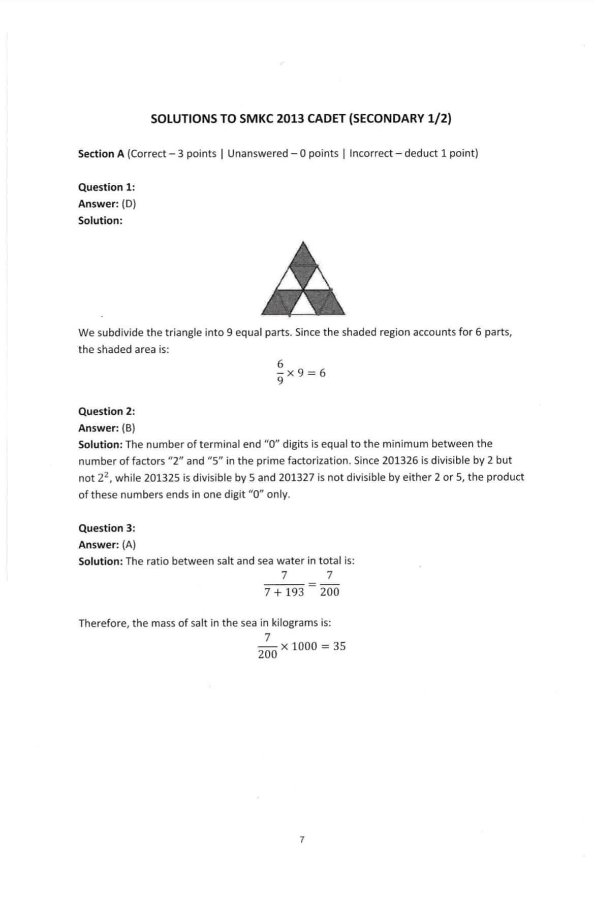 Singapore Math Kangaroo Contest (SMKC) Papers